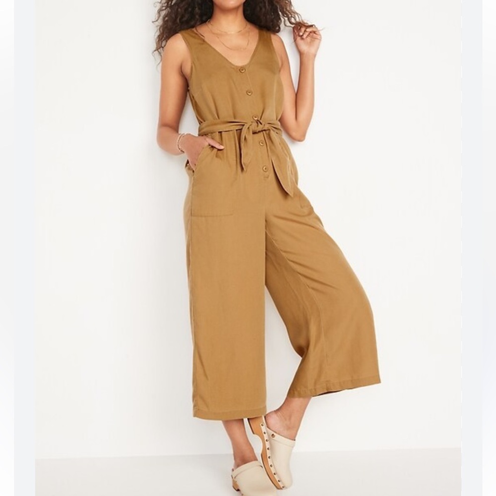 Old Navy Camel V-Neck jumpsuit